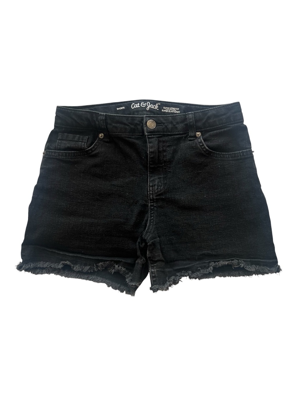 Cat & Jack Black Frayed Hem Denim Shorts
